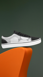 Men's Dots Art Monochrome Print Low Top Canvas Shoes