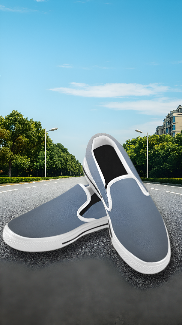 Women's Gradient Grey Solids Print Slip-on Canvas Shoes