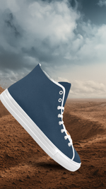 Men's Sailor Blue Solids Print High Top Canvas Shoes