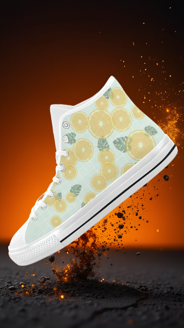 Men's Fizzy Lemons Casual Print High Top Canvas Shoes