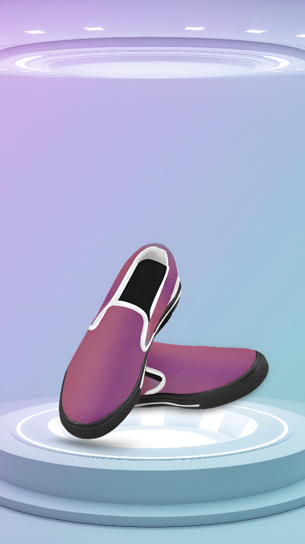 Men's Purple Solids Print Canvas Slip-on Shoes