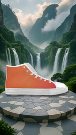Men's Tiger Orange Solids Print Canvas High Top Shoes