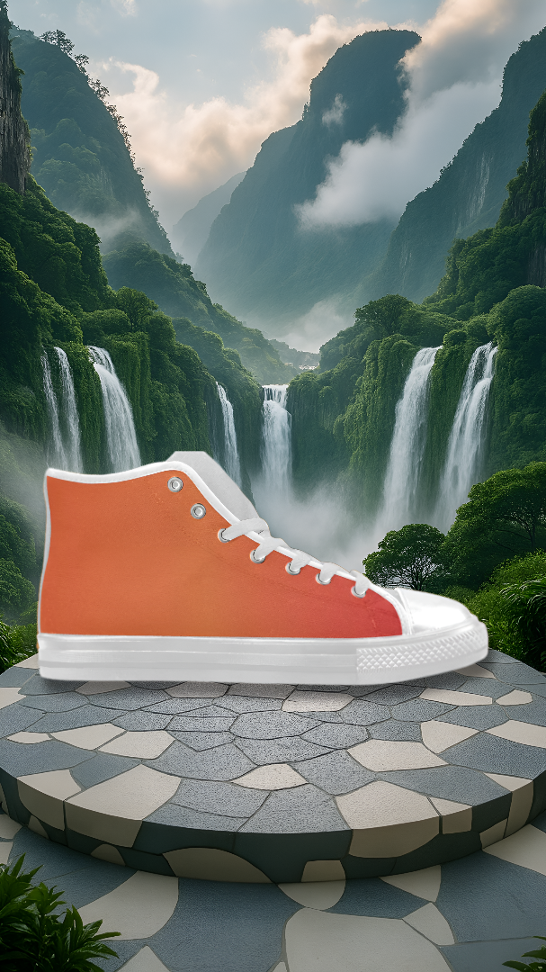 Men's Tiger Orange Solids Print Canvas High Top Shoes