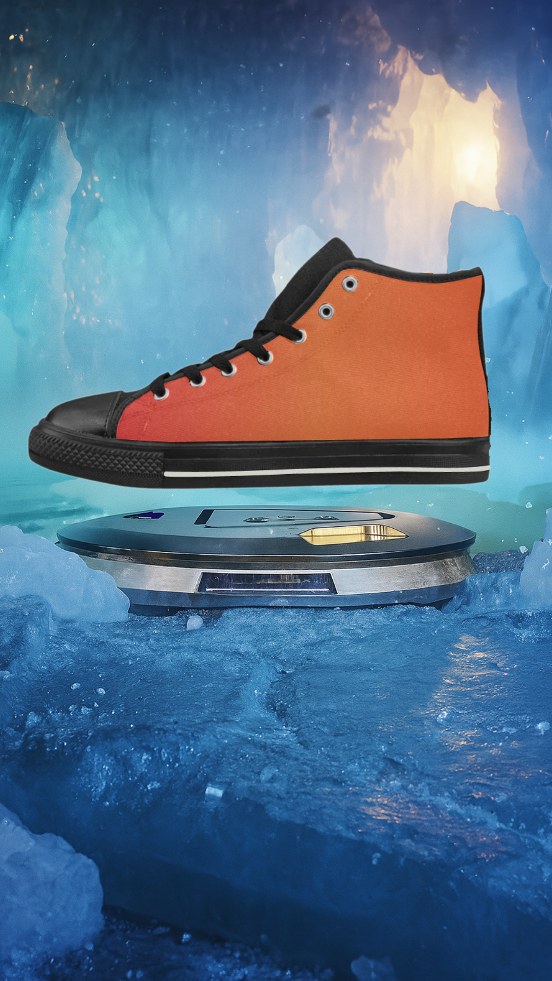 Men's Tiger Orange Solids Print Canvas High Top Shoes