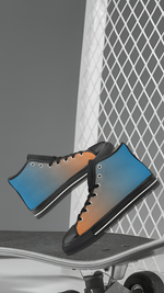 Men's Bluish Orange Solids Print Canvas High Top Shoes