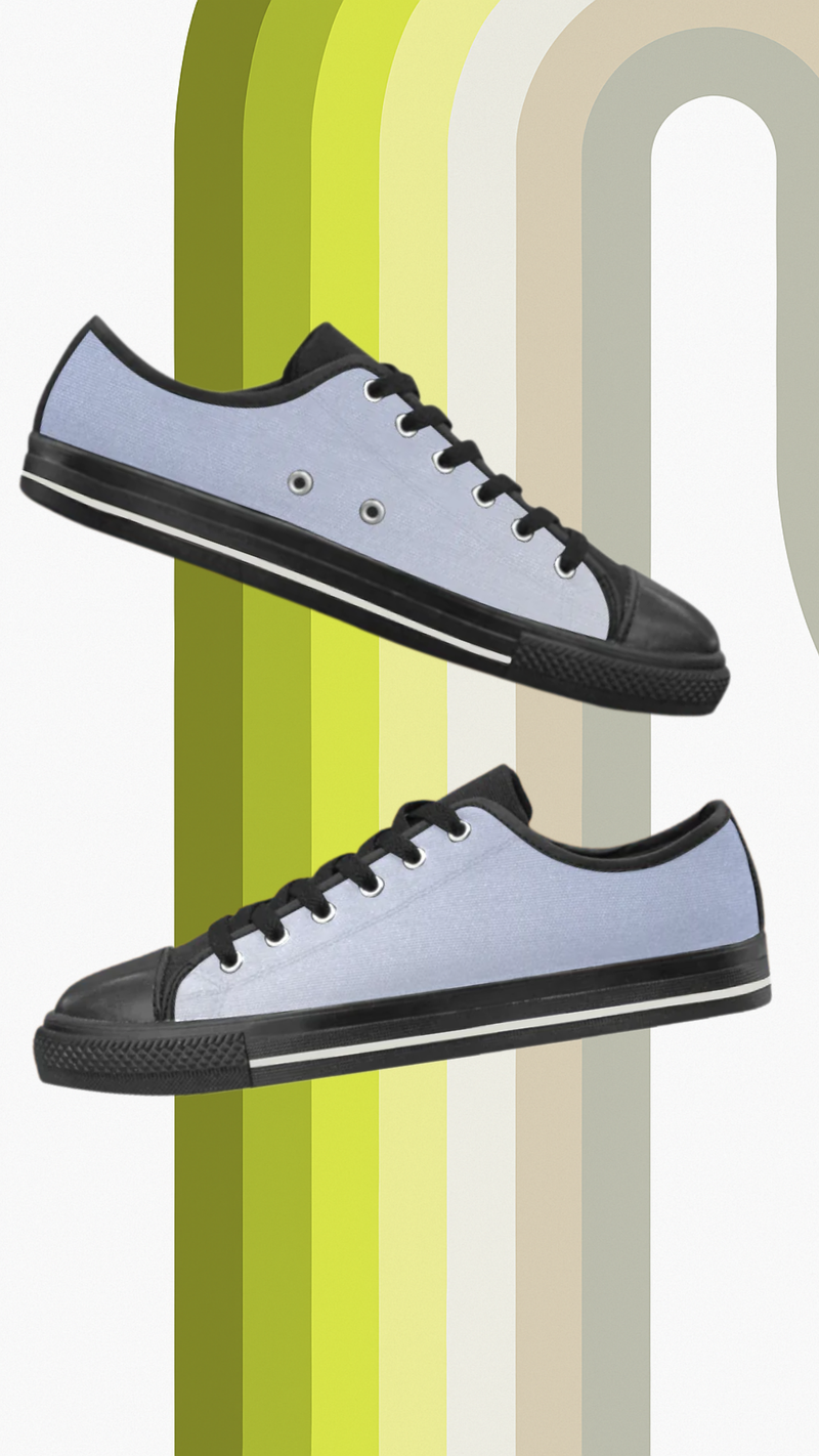 Men's Light Blue Solids Print Canvas Low Top Shoes