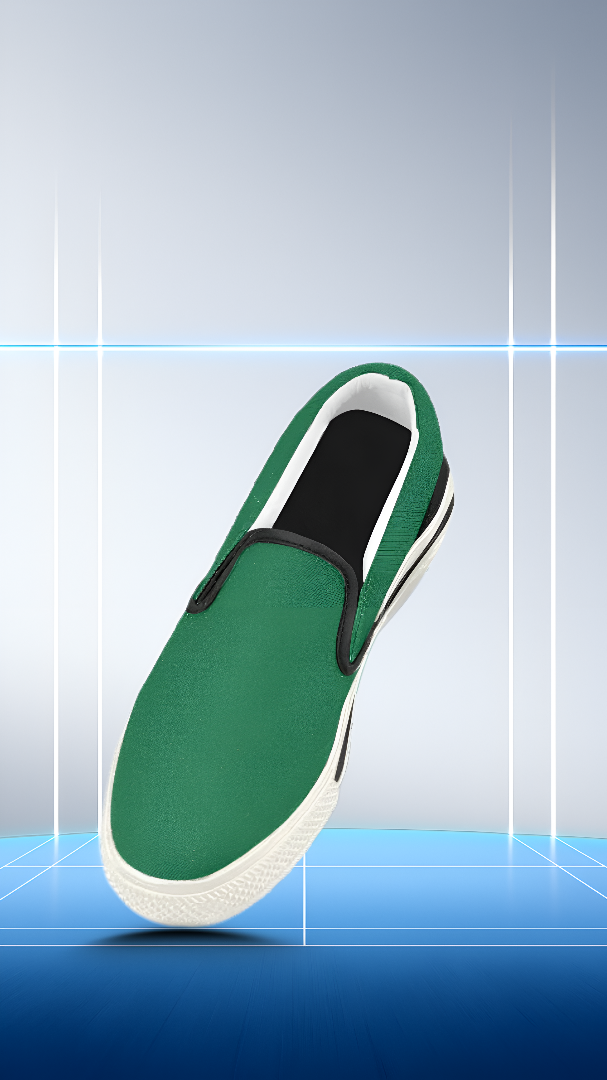 Men's Bottle Green Solids Print Canvas Slip-on Shoes