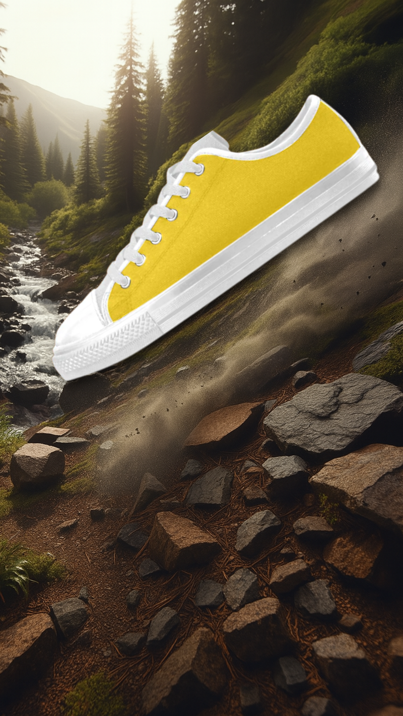 Women's Butter Yellow Solids Print Canvas Low Top Shoes