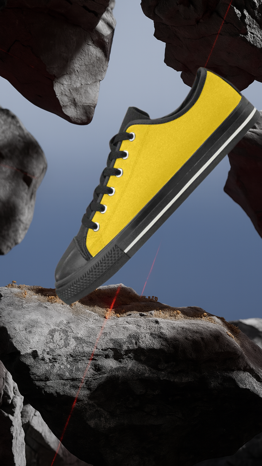 Men's Butter Yellow Solids Print Canvas Low Top Shoes