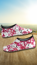 Women's Red Orchid Floral Print Canvas Barefoot Shoes