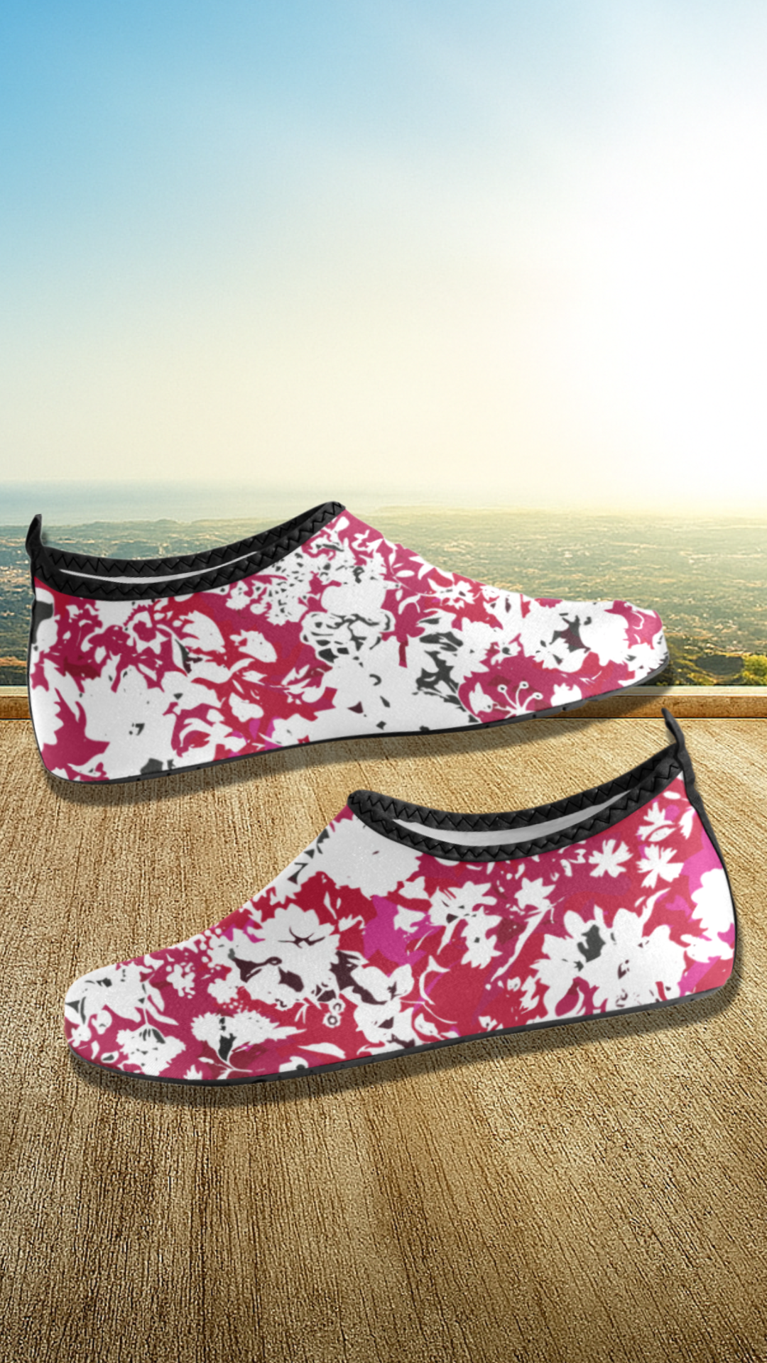 Women's Red Orchid Floral Print Canvas Barefoot Shoes