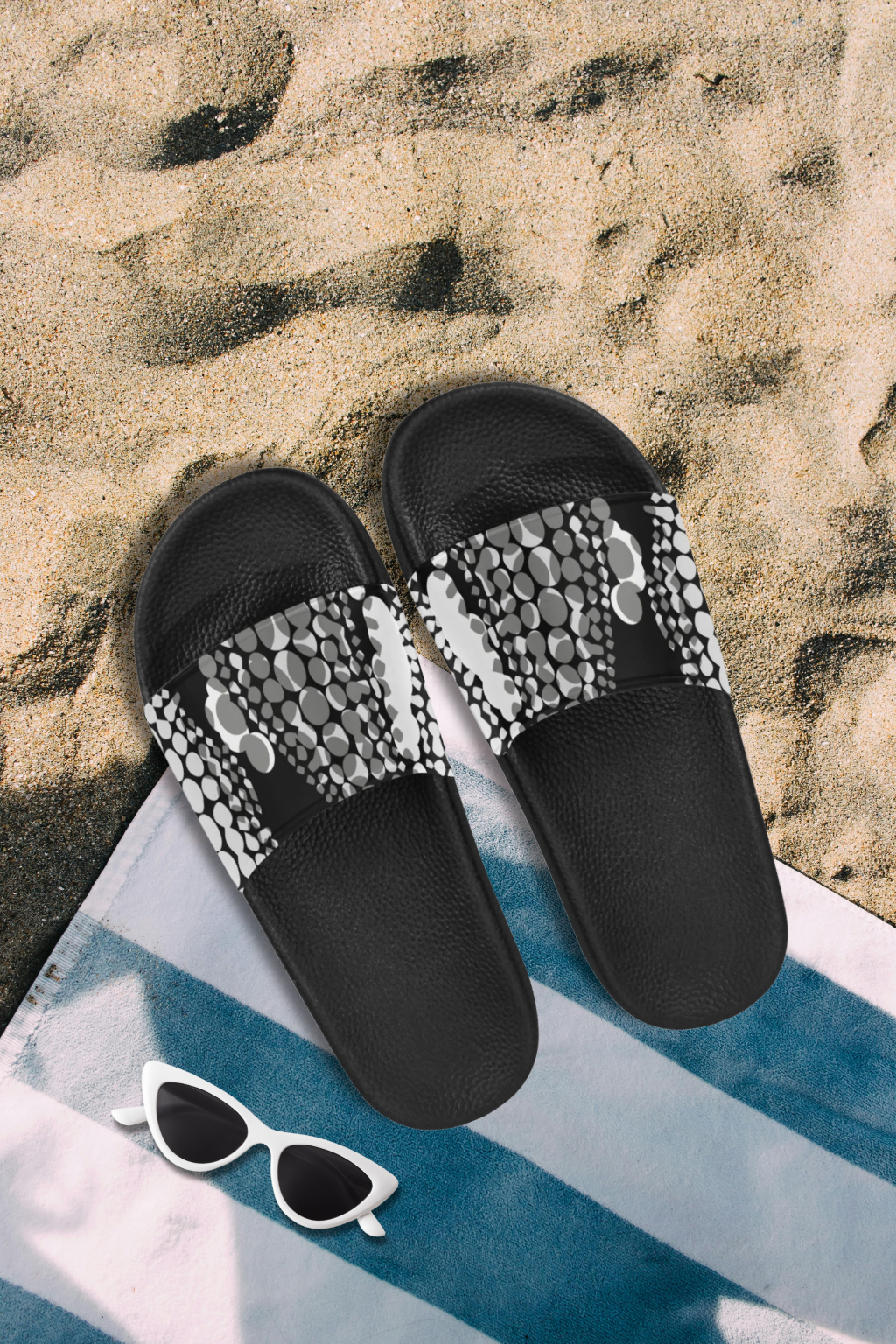 Women's Polka Print Canvas Sliders