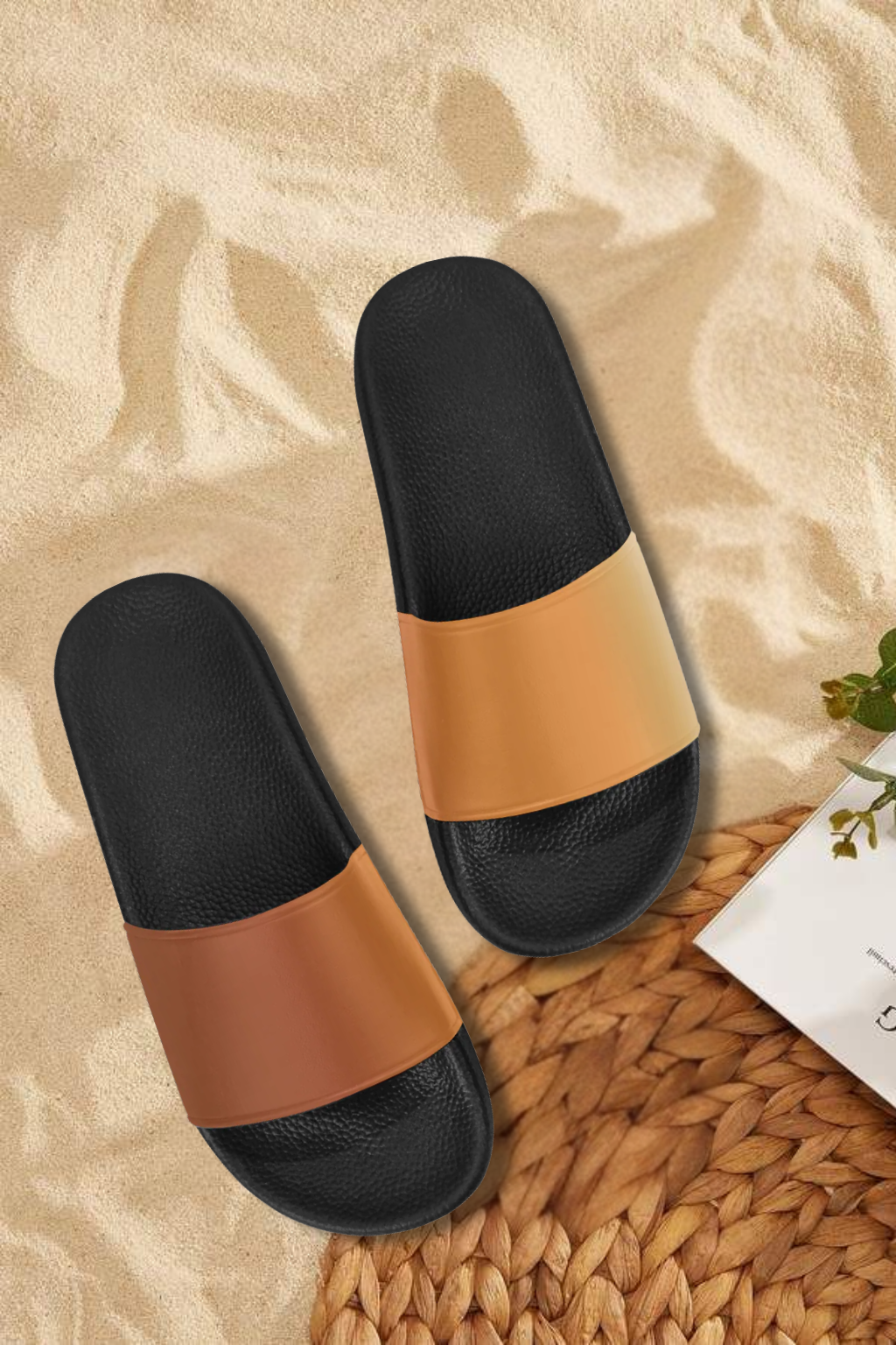 Women's Orange Gradient Print Sliders Sandals