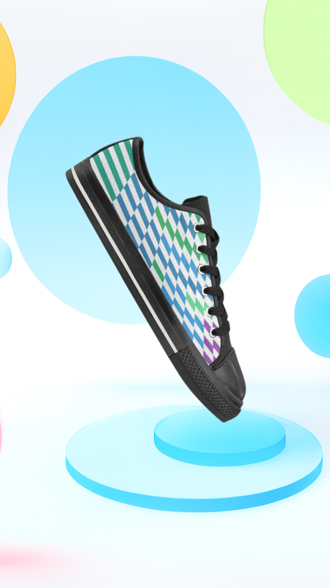 Men's Ziggy Checker Print Low Top Canvas Shoes