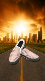 Men's Checkers Print Canvas Slip-on Shoes