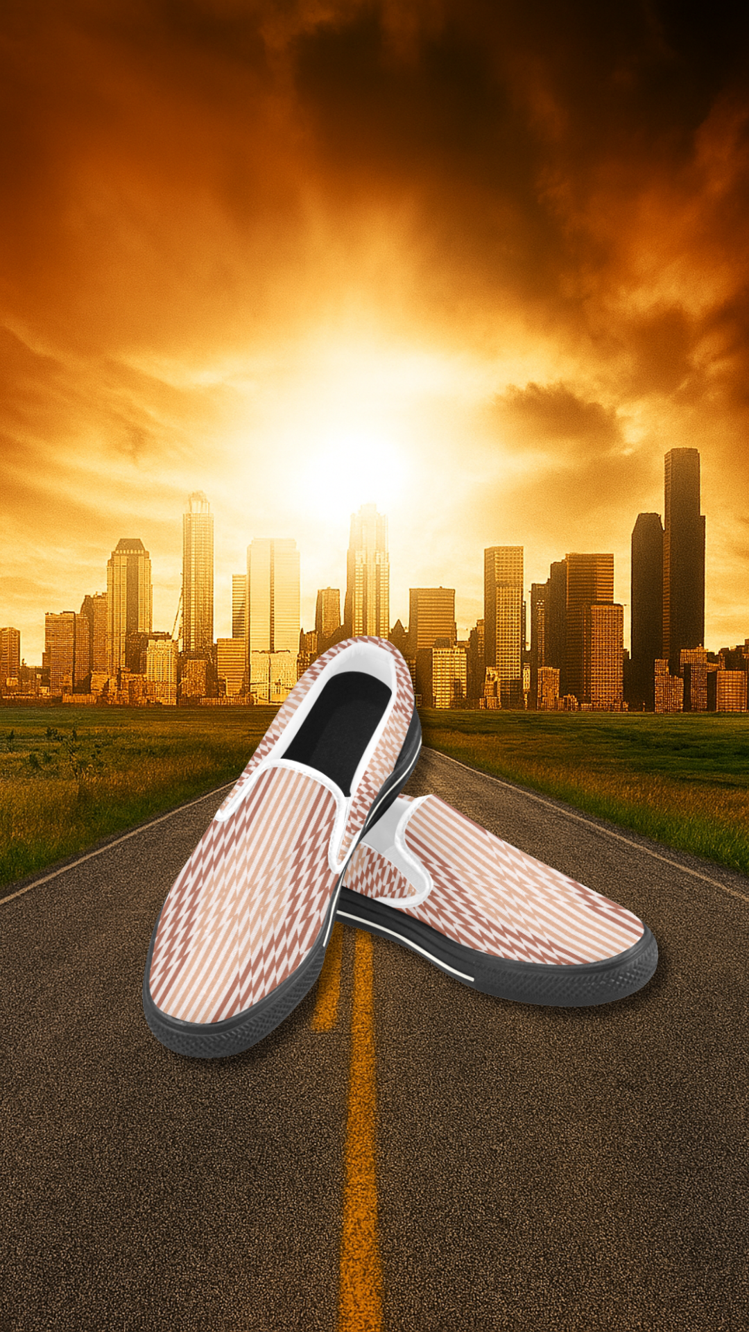 Men's Checkers Print Canvas Slip-on Shoes