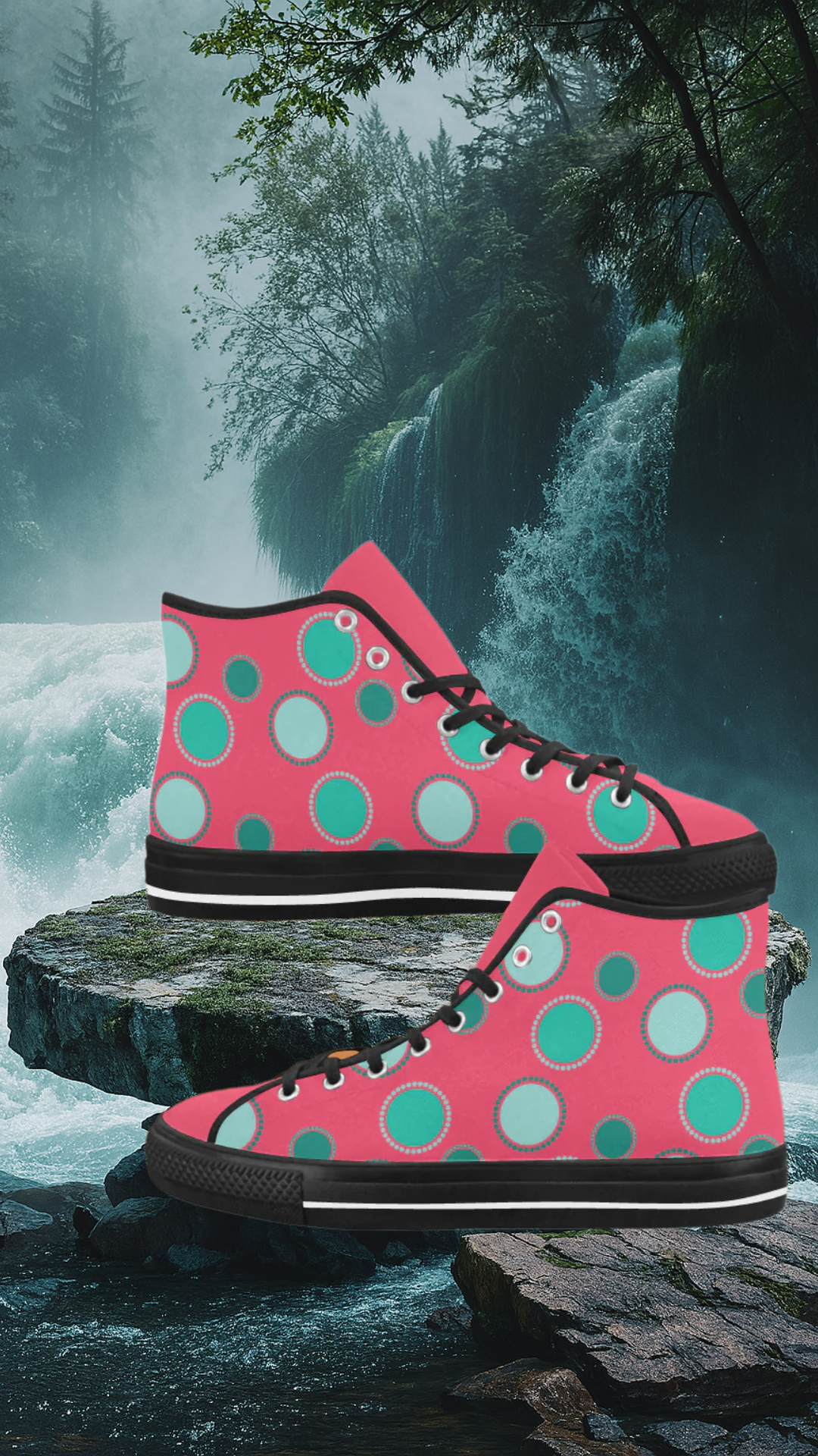Women's Polka Dots Print Canvas High Top Shoes