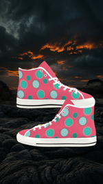 Women's Polka Dots Print Canvas High Top Shoes