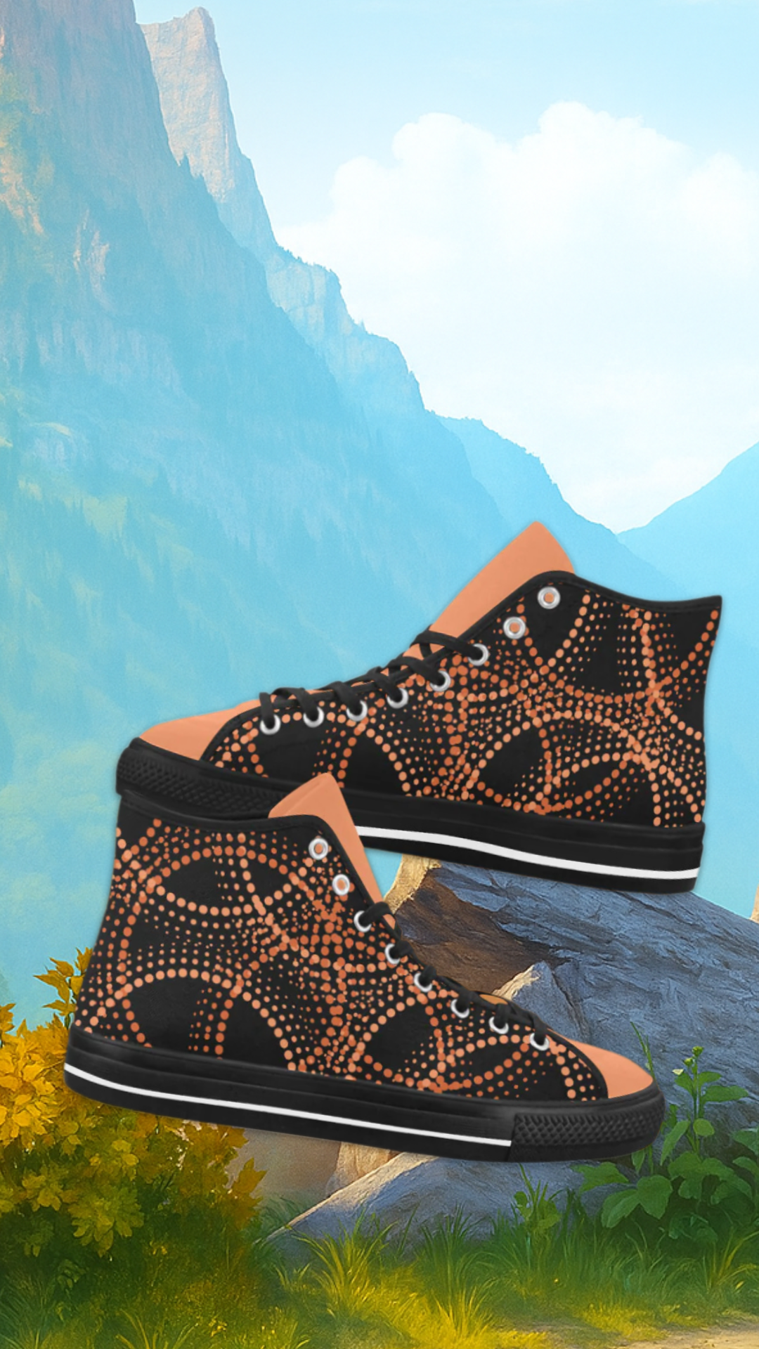 Women's Polka Print Canvas High Top Shoes