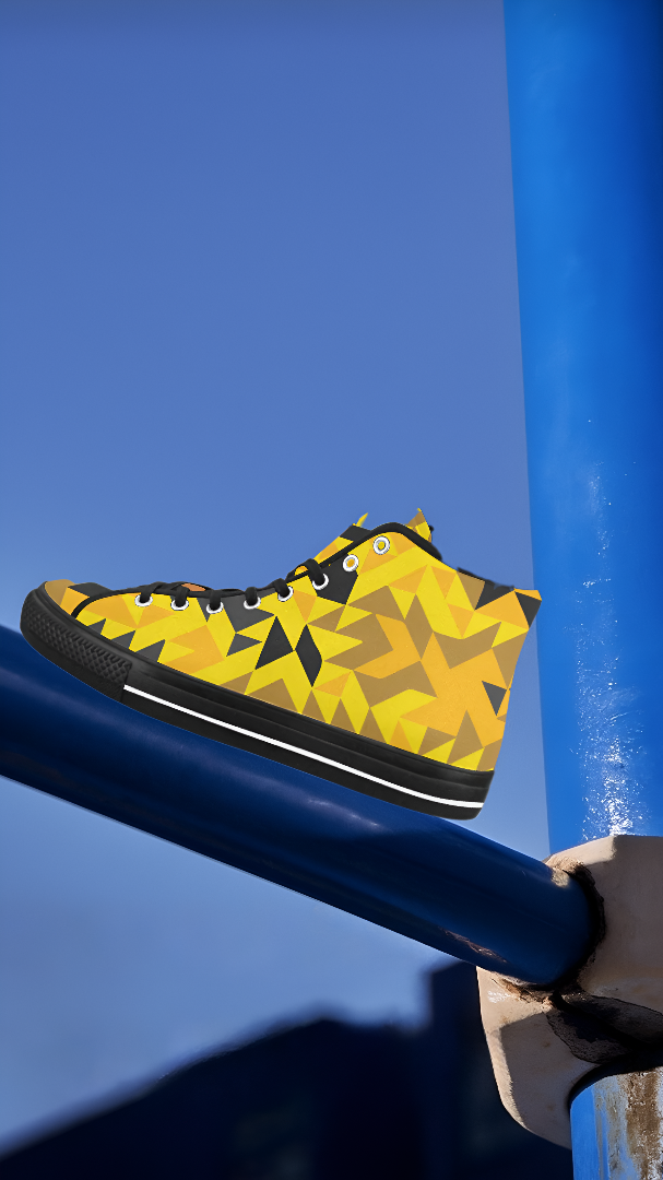 Men's Geometrical Camouflage Print High Top Canvas Shoes