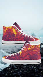 Men's Fiery Camouflage Print High Top Canvas Shoes