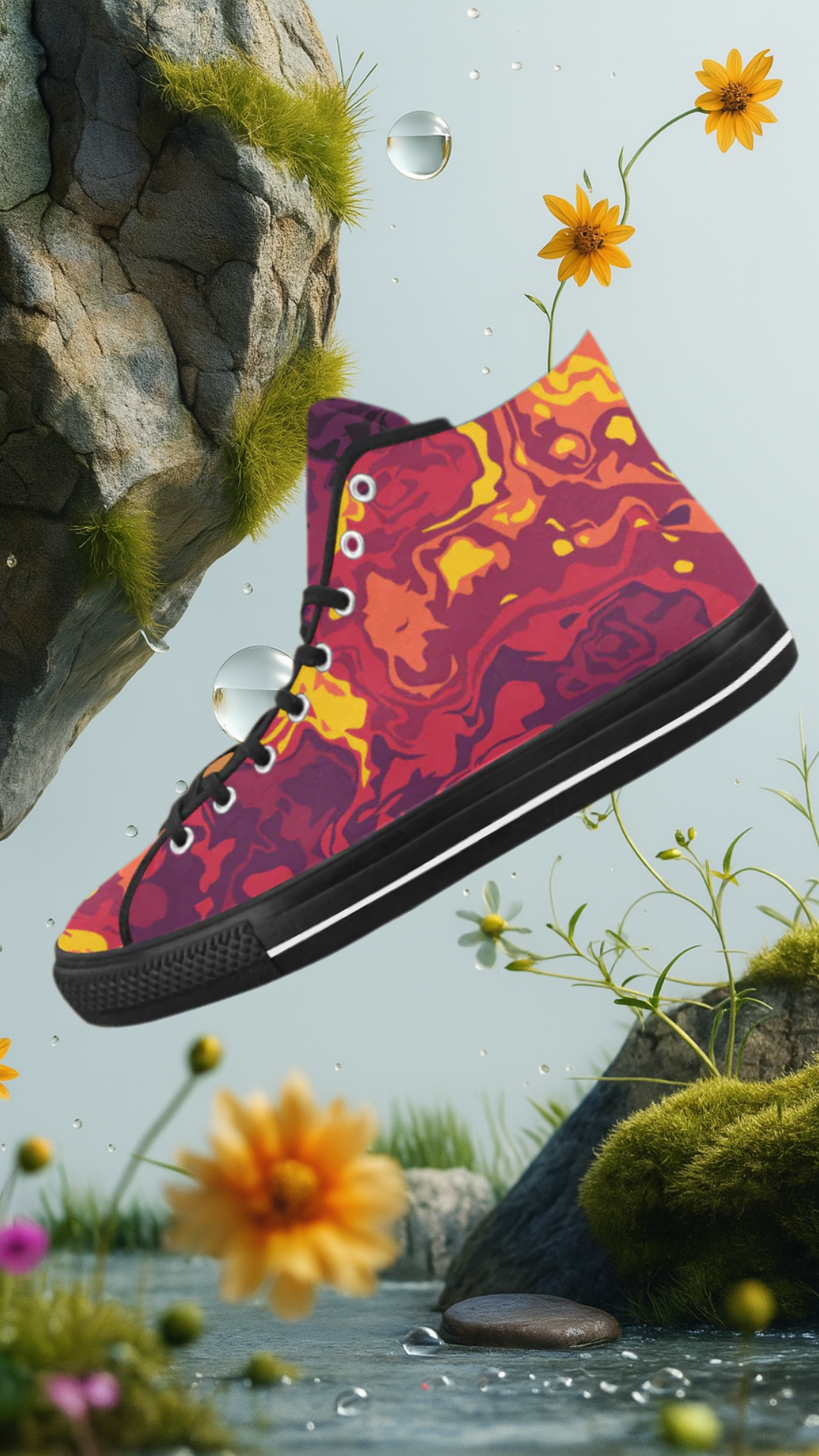 Men's Fiery Camouflage Print High Top Canvas Shoes