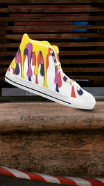 Men's Paint Splatter Print High Top Canvas Shoes