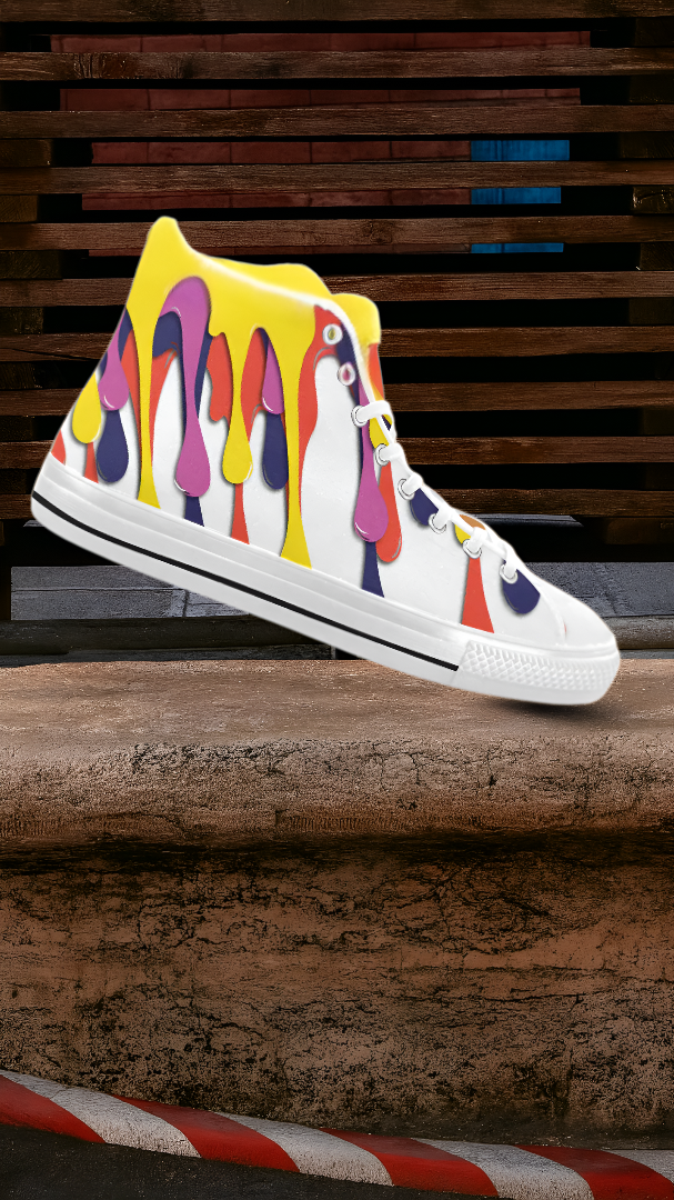 Men's Paint Splatter Print High Top Canvas Shoes