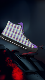 Men's Checker Print High Top Canvas Shoes