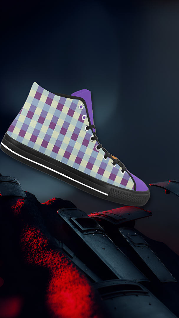 Men's Checker Print High Top Canvas Shoes