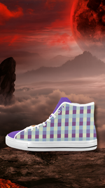 Men's Checker Print High Top Canvas Shoes