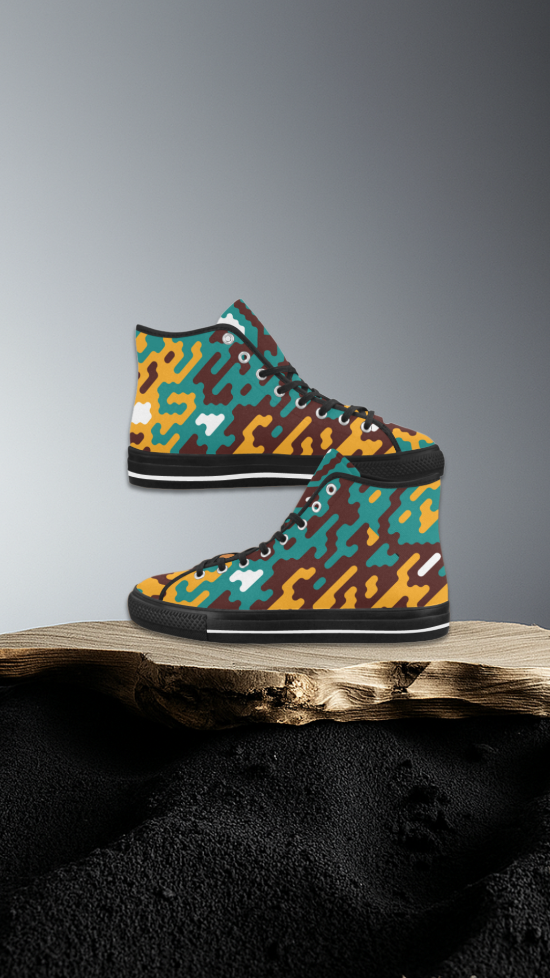 Women's Camouflage Flames Print Canvas High Top Shoes