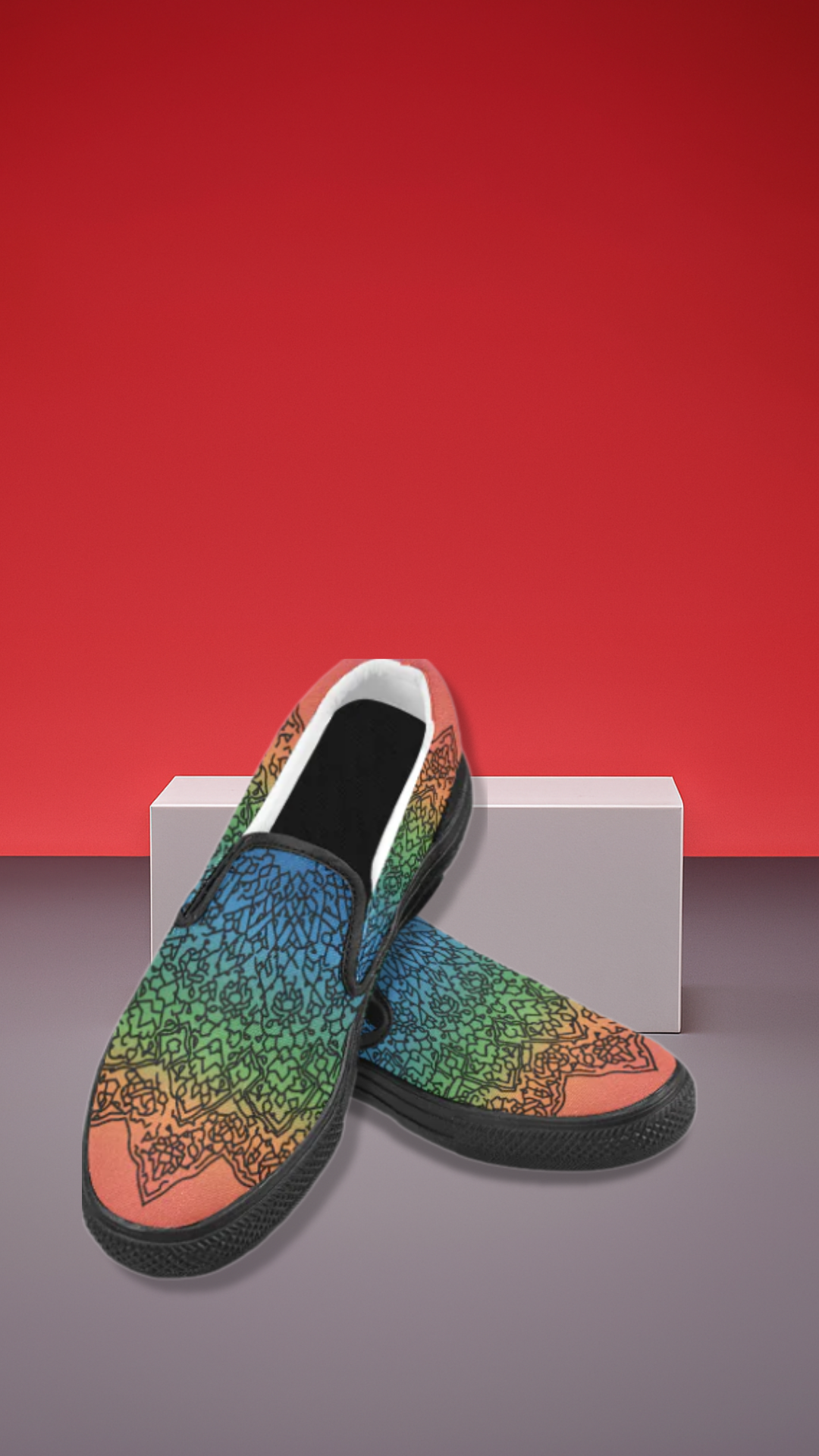 Men's Doodled Mandala Print Canvas Slip-on Shoes