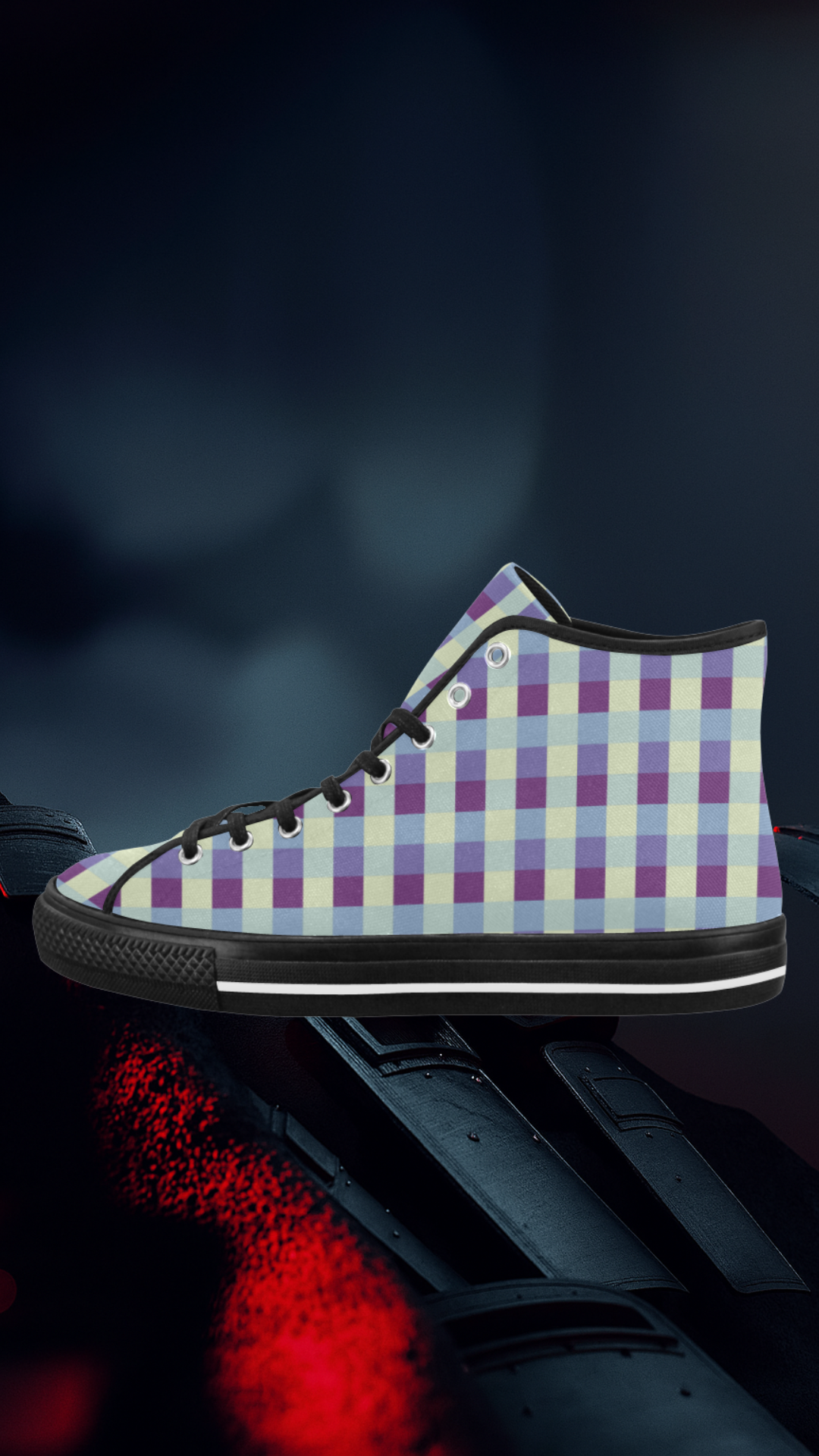 Women's Checkers Print Canvas High Top Shoes