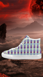 Women's Checkers Print Canvas High Top Shoes