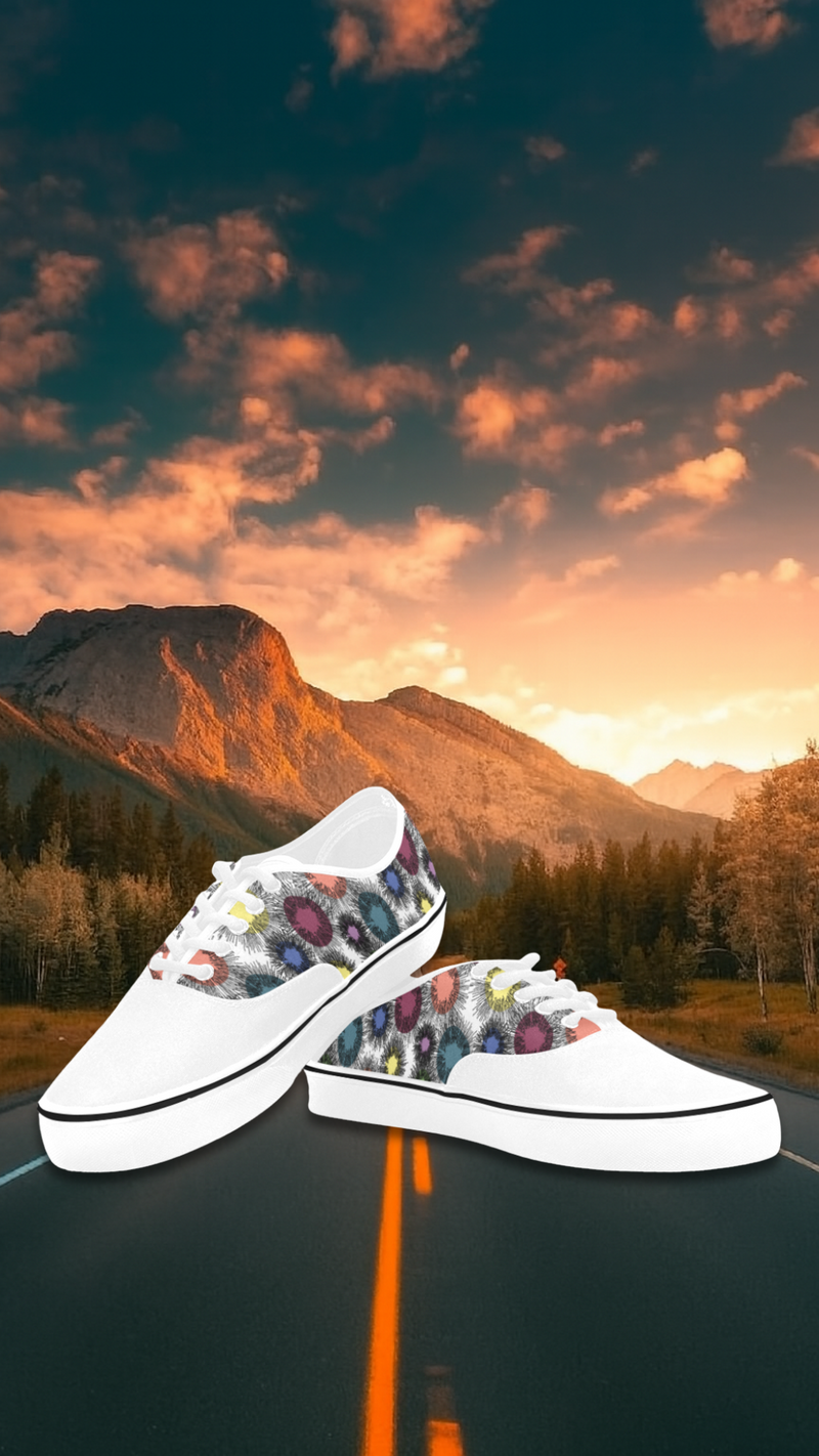 Women's Atomic White Polka Print Canvas Low Top Shoes