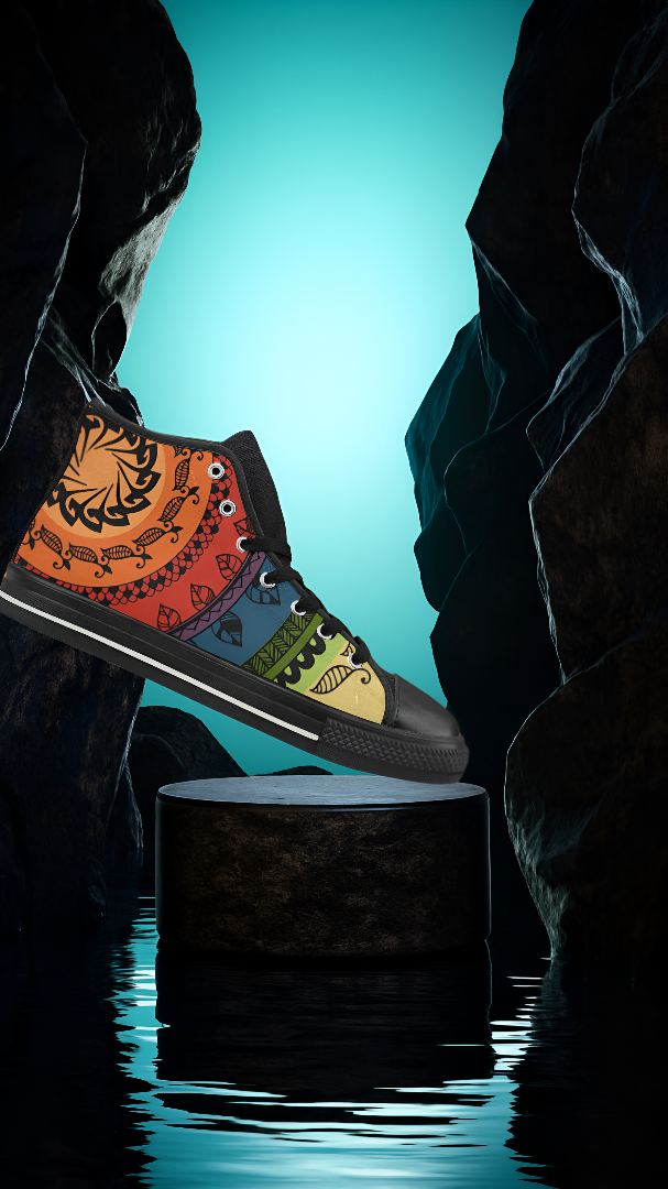 Men's Folksy Mandala Print Canvas High Top Shoes