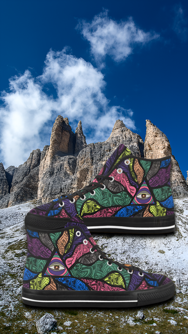 Men's Third Eye Psychedelic Print Canvas High Top Shoes