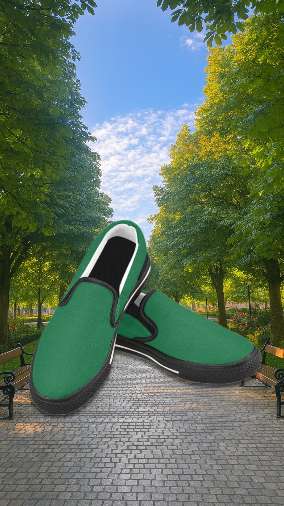 Women's Parrot Green Solids Print Canvas Slip-on Shoes