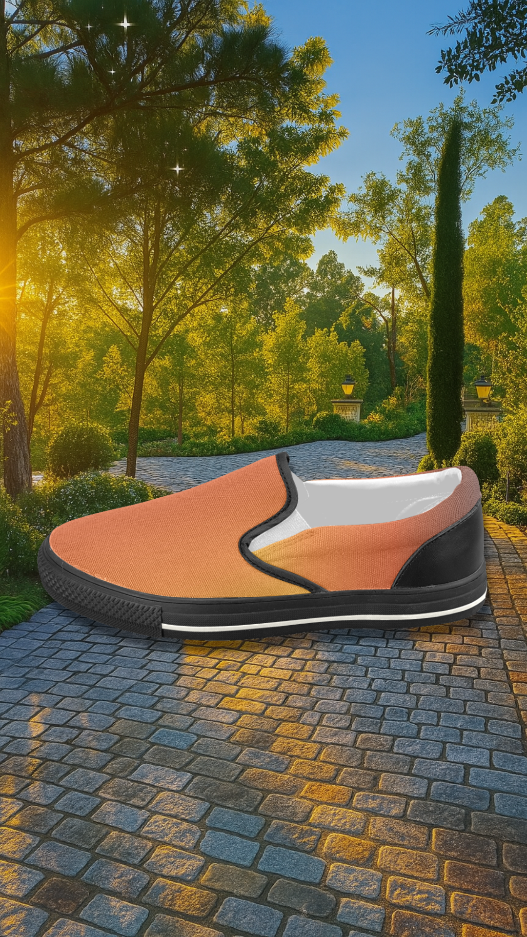Women's Orange Solids Print Canvas Slip-on Shoes