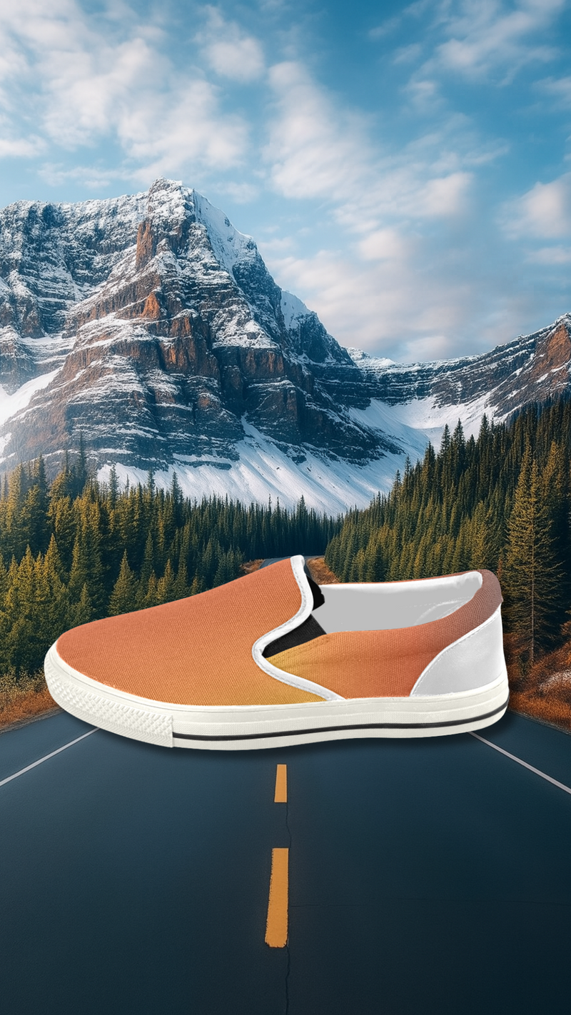 Women's Orange Solids Print Canvas Slip-on Shoes
