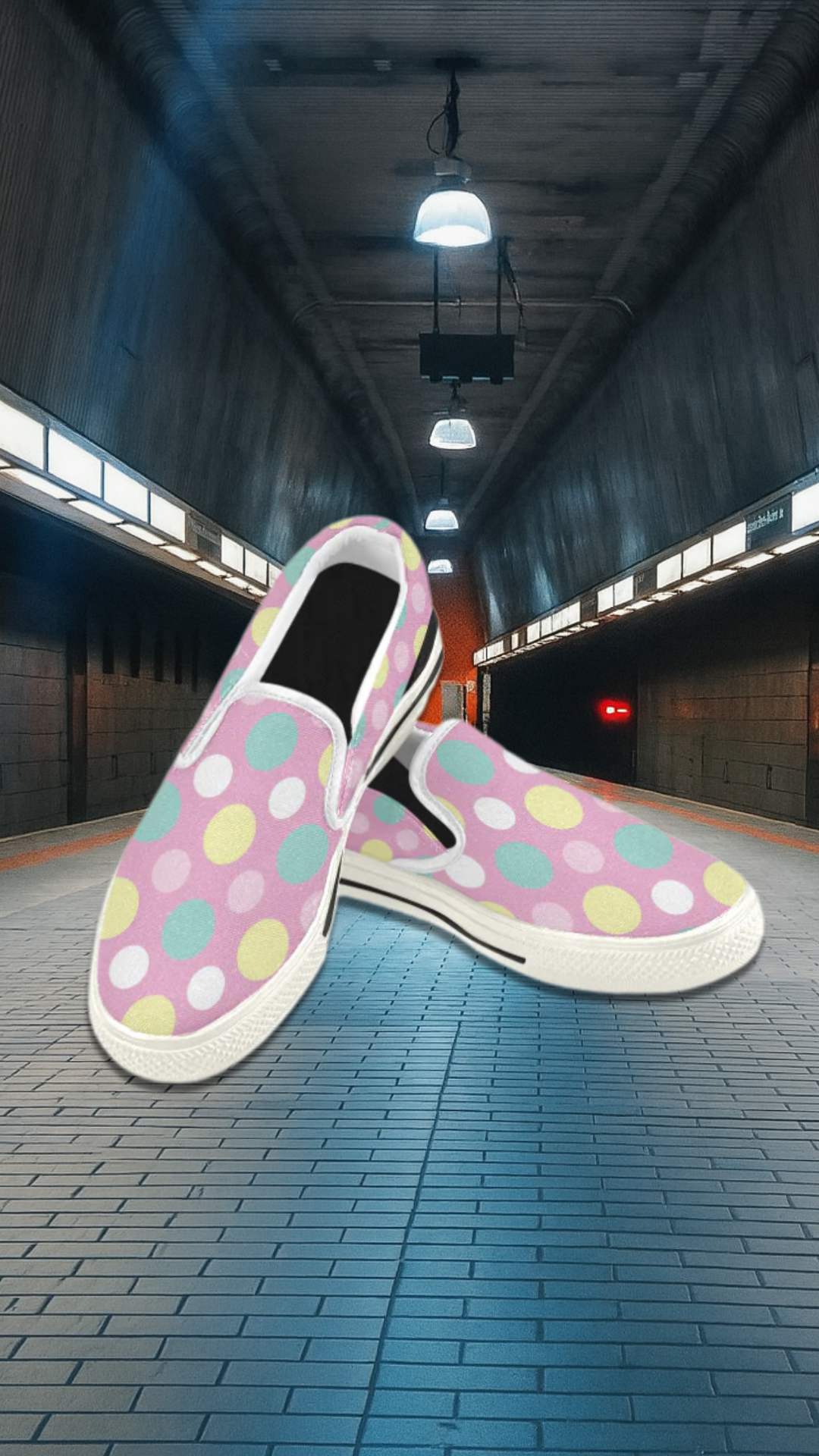 Women's Polka Print Canvas Slip-on Shoes