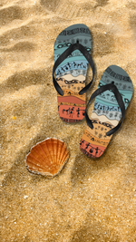 Unisex Hued Wave Tribal Print Flip Flops