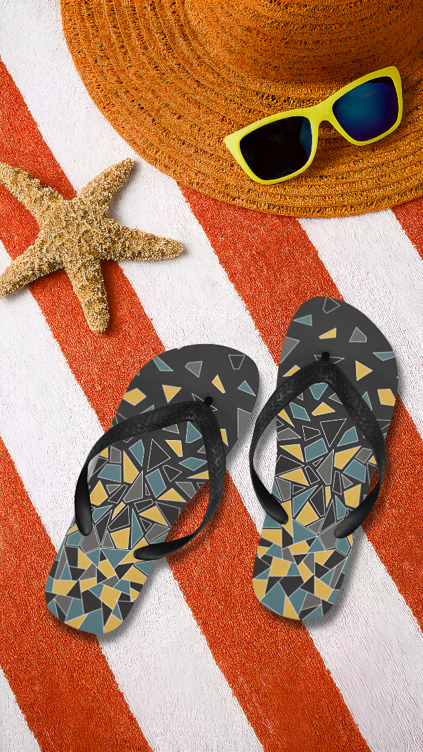 Unisex Diffuse Geometrical Print Flip Flops