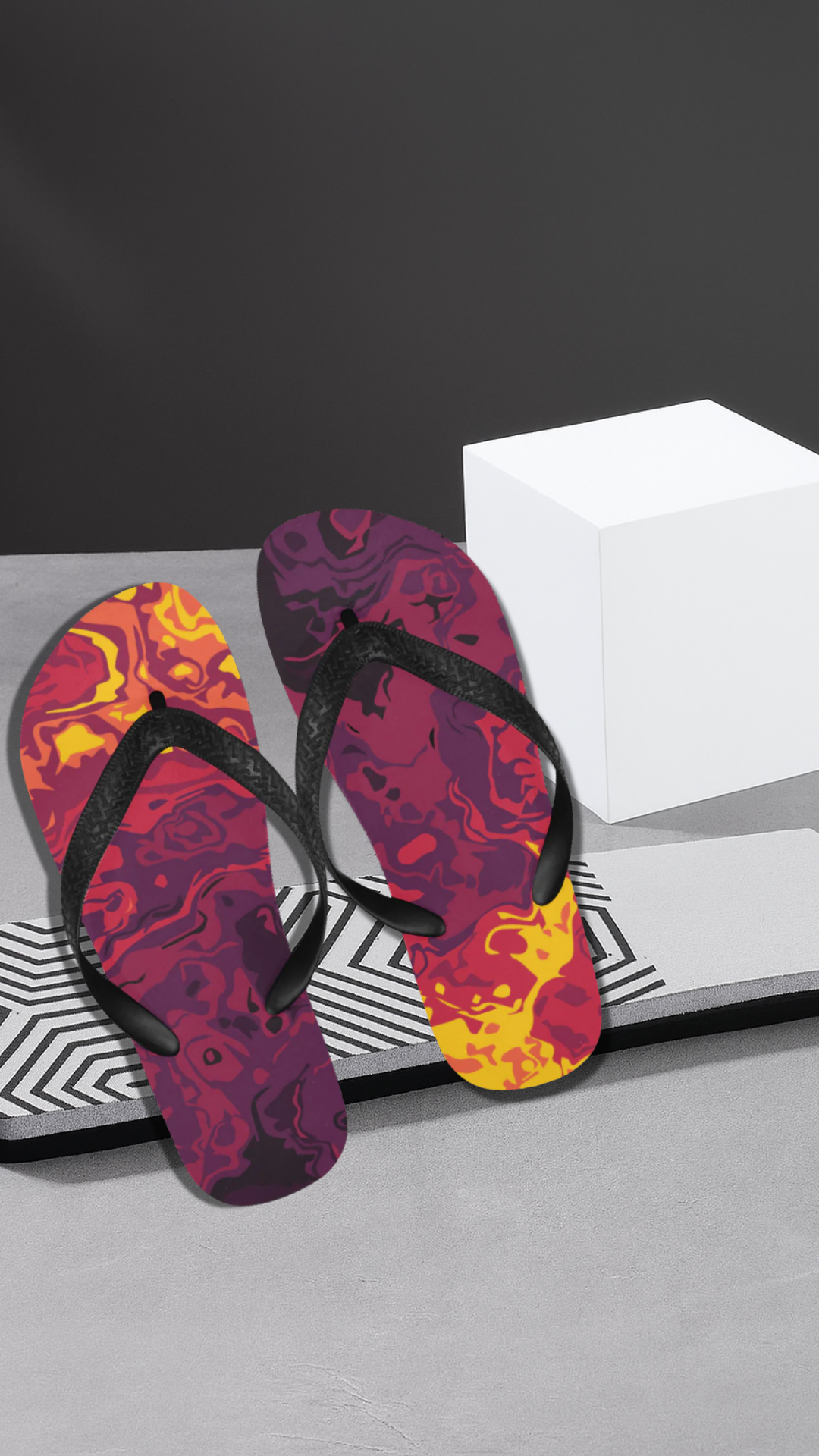 Unisex Marbling Paint Splatter Print Flip Flops