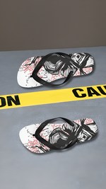 Unisex Mystic Black Doodle Print Flip Flops