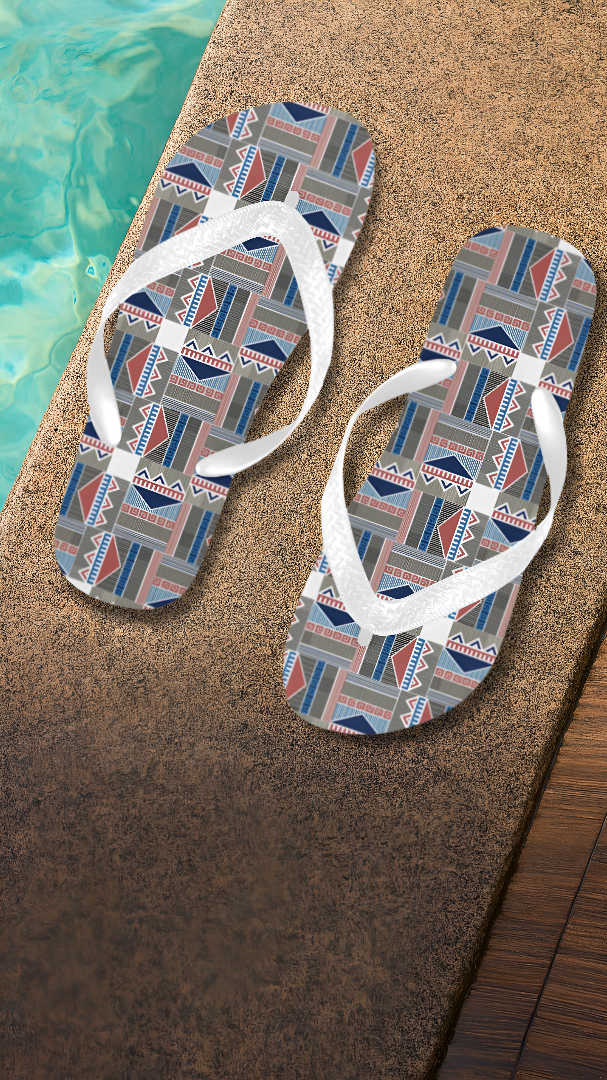 Unisex Tribal Geometric Print Flip Flops