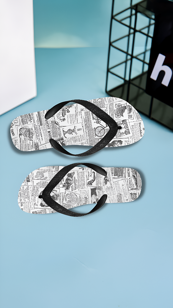 Unisex Newspaper Print Flip Flops