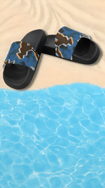 Men's Abstract Camouflage Print Canvas Sliders Sandal