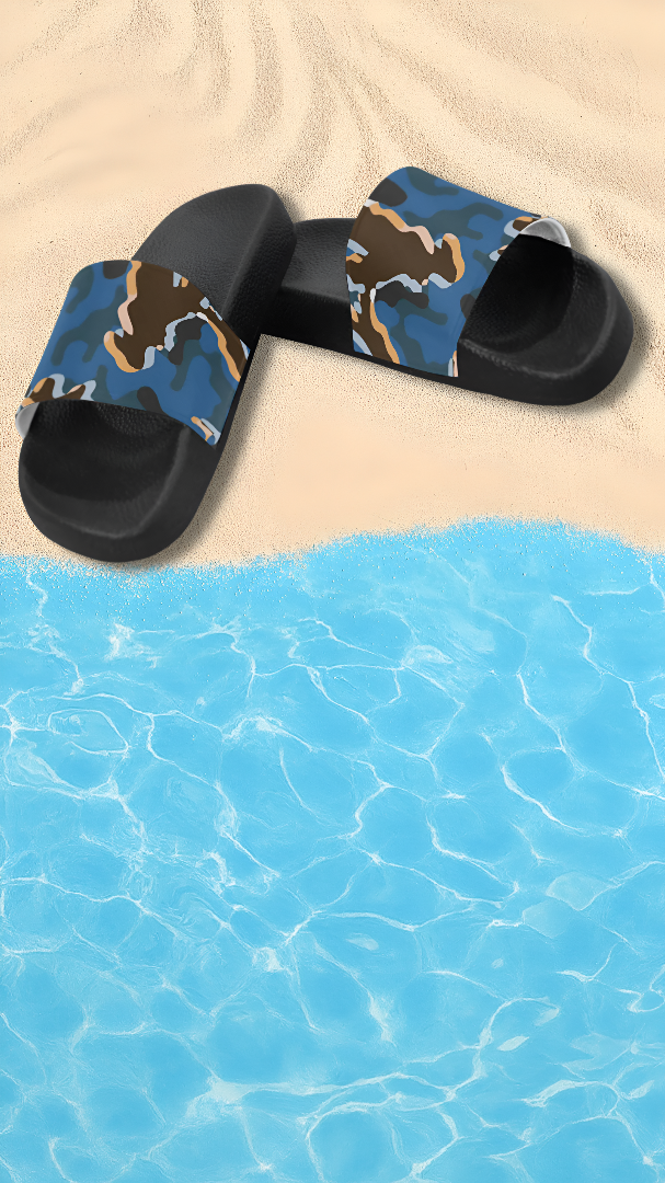 Men's Abstract Camouflage Print Canvas Sliders Sandal